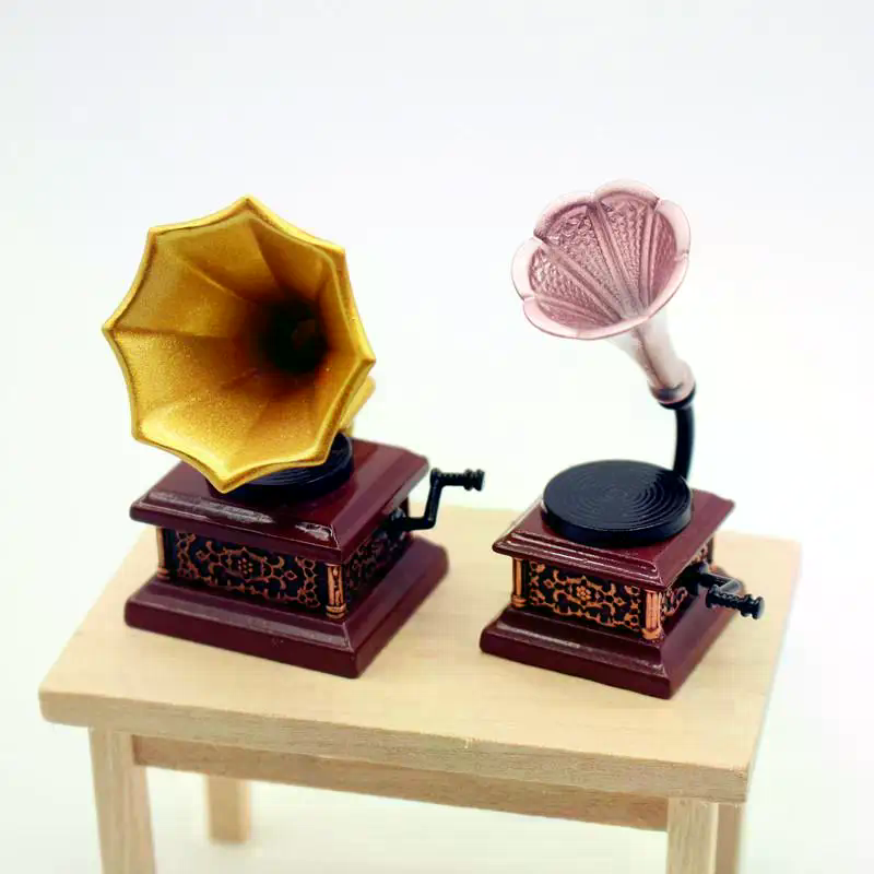 Vintage Collection - Dollhouse Vintage Phonograph Miniatures Model Living