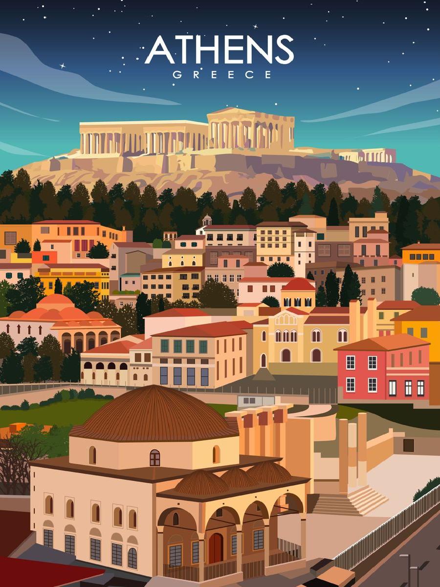Vintage Athens Greece Travel P - Vintage Collectible Posters ulasan dan harga