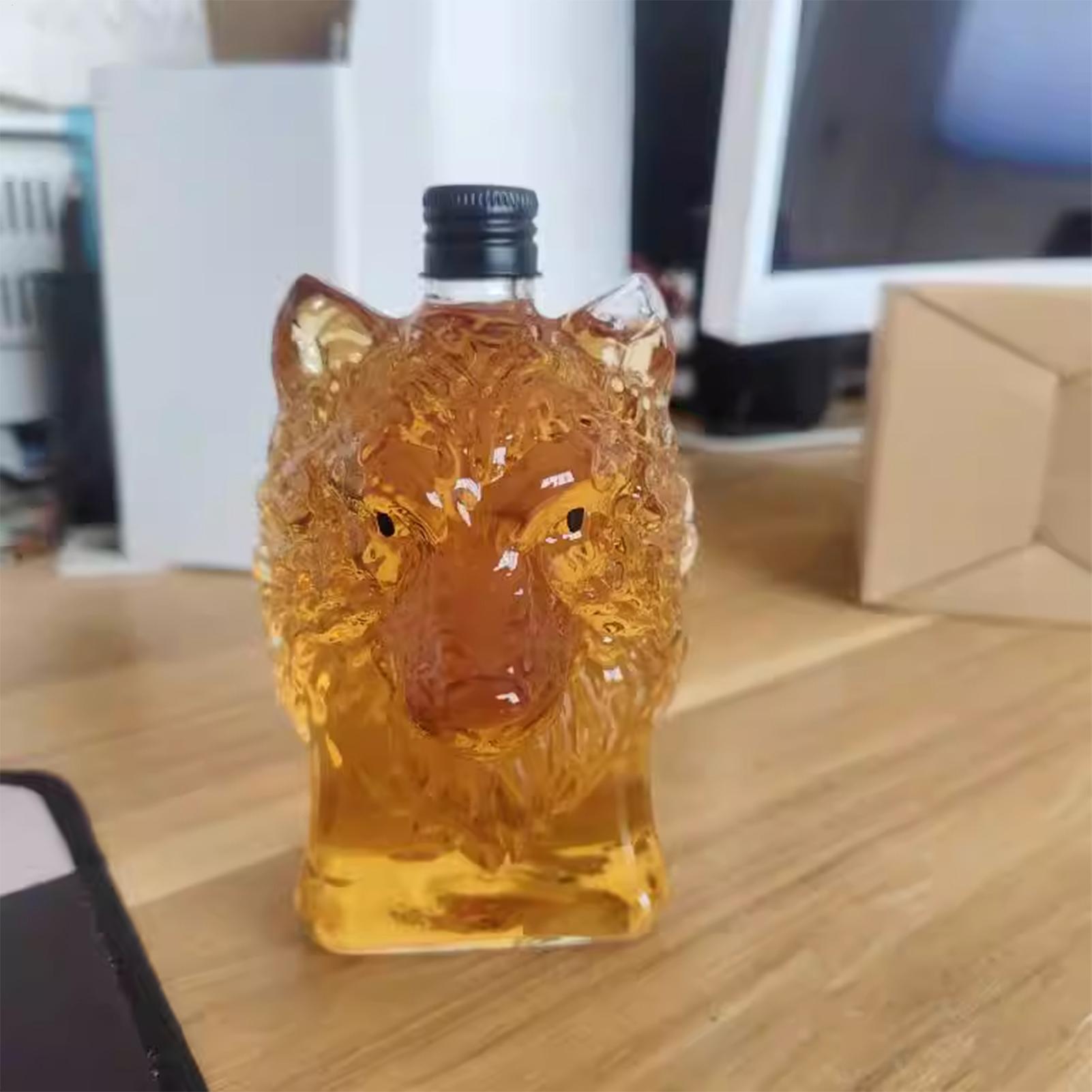 Whiskey Bottle Wolf Shape Wine - Vintage Collectible Glass ulasan dan harga