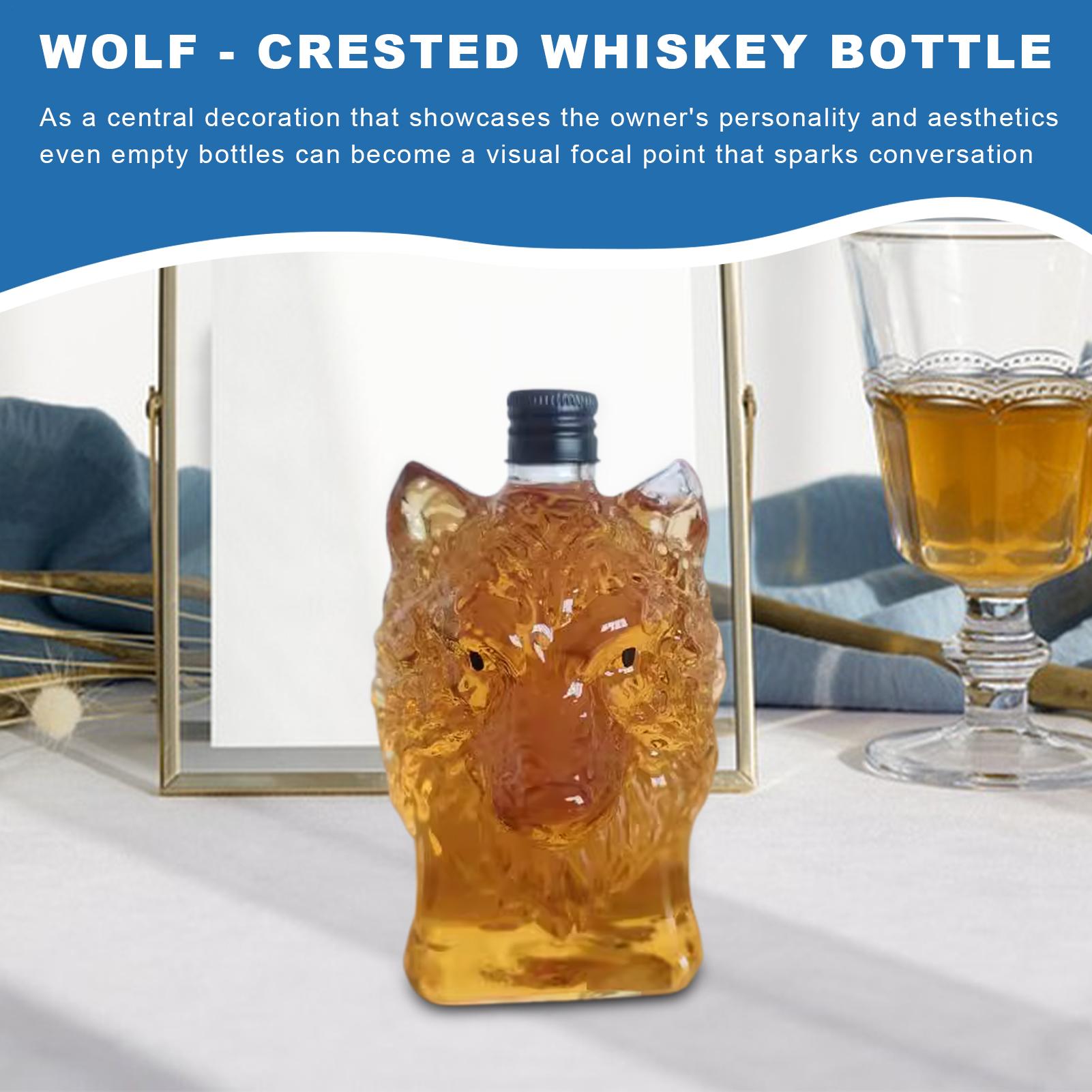 Whiskey Bottle Wolf Shape Wine - Vintage Collectible Glass ulasan dan harga