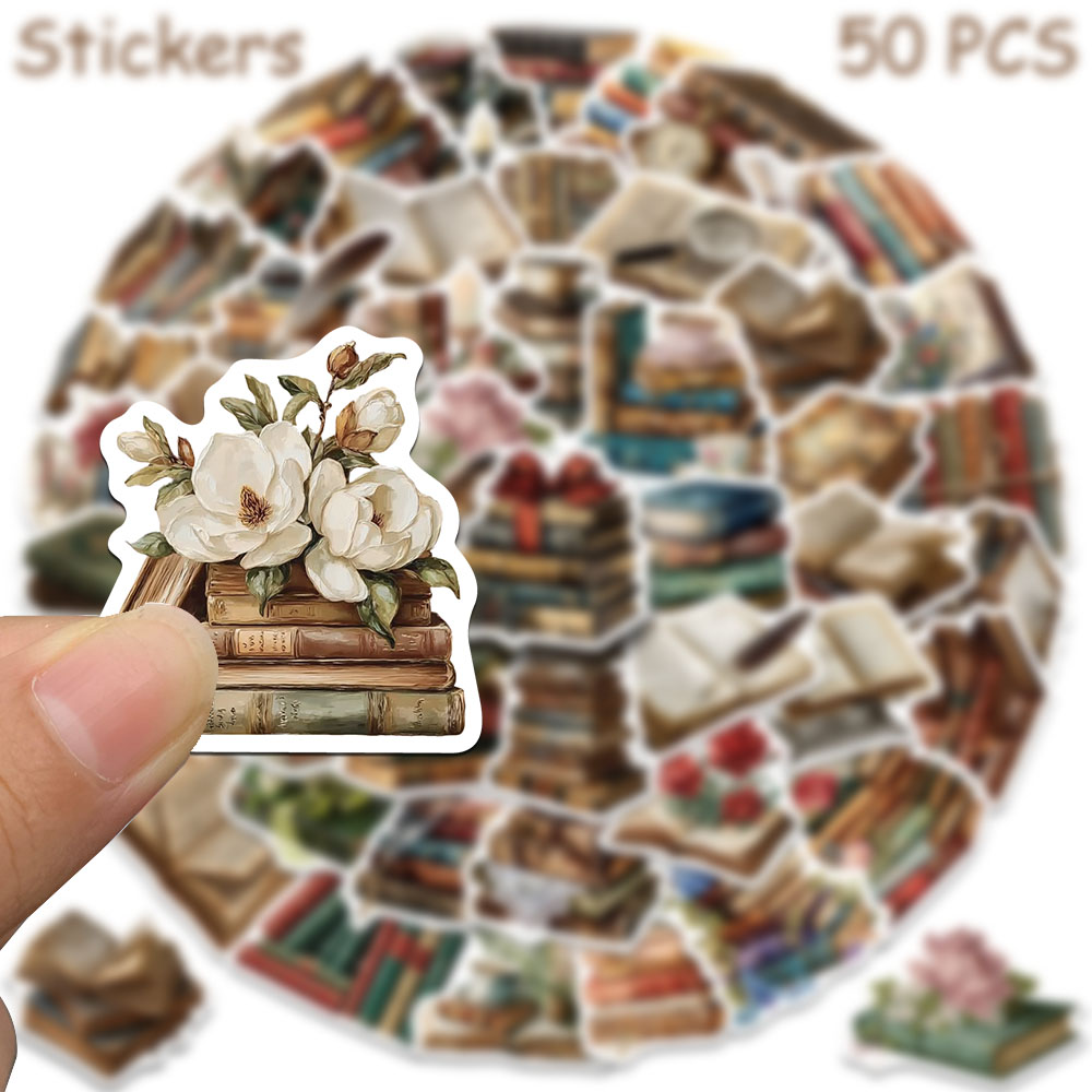 50pcs Vintage Books Stickers D - Vintage Collectible Books ulasan dan harga