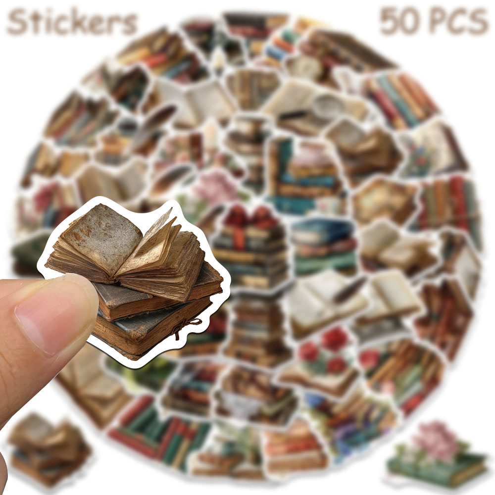 50pcs Vintage Books Stickers D - Vintage Collectible Books ulasan dan harga