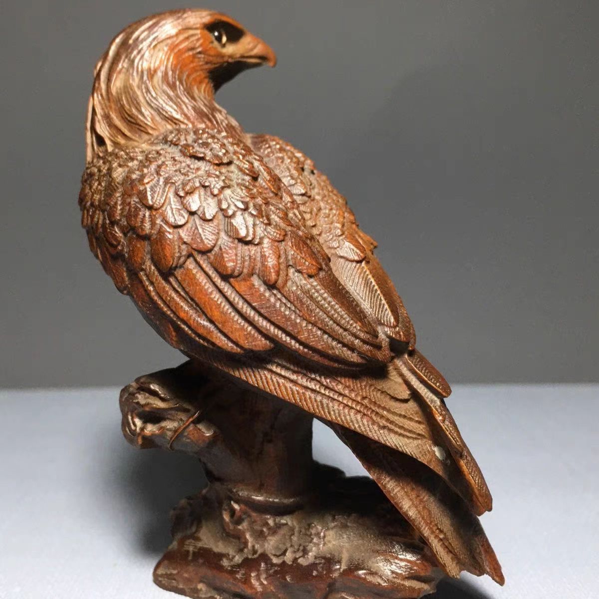 Solid Boxwood Carving Hawk Orn - Vintage Collectible Christmas Ornaments ulasan dan harga