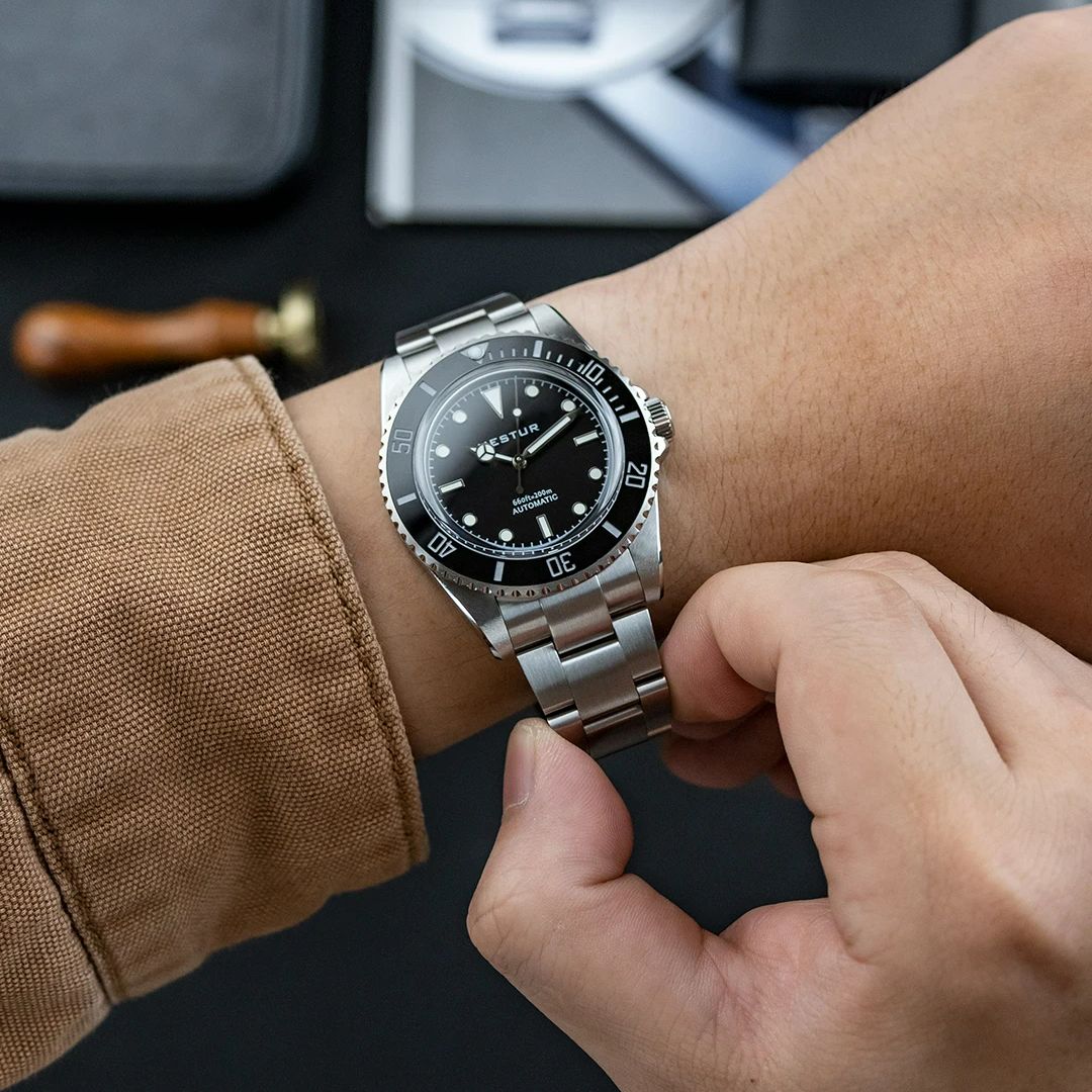 Hestur Black Diver Watches 40m - Vintage Watch Crystal ulasan dan harga