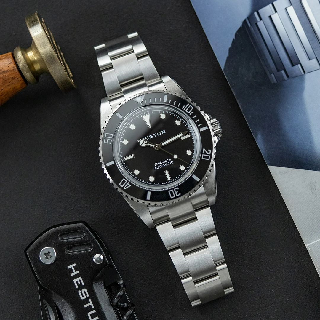 Hestur Black Diver Watches 40m - Vintage Watch Crystal ulasan dan harga