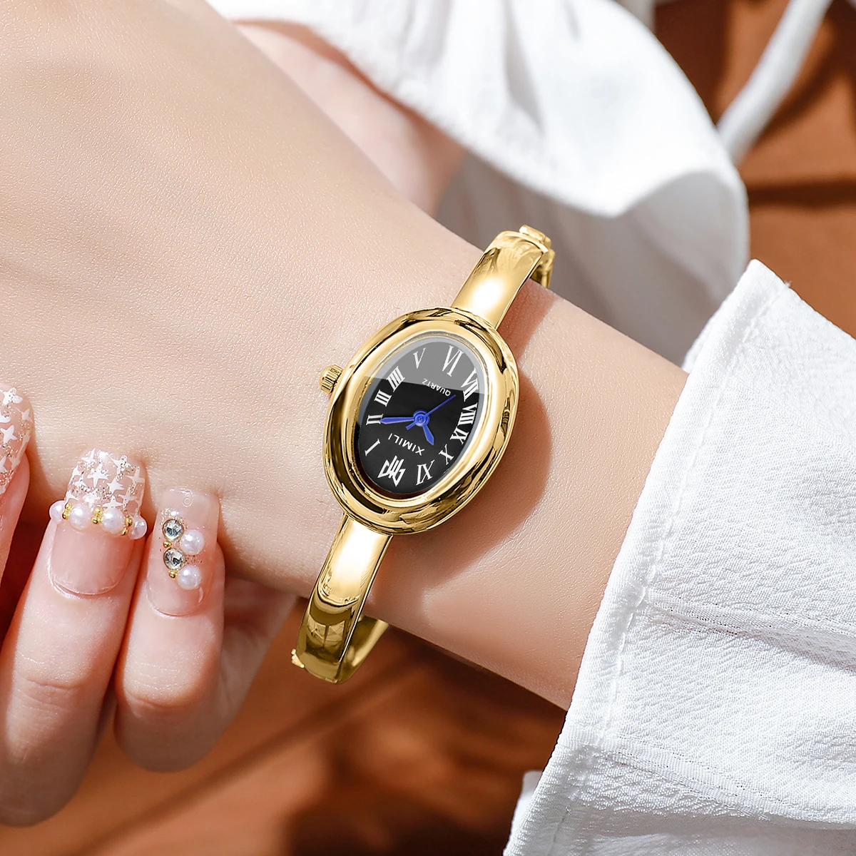 2026XIMILI Vintage Oval Bangle - Vintage Watch Crystal ulasan dan harga