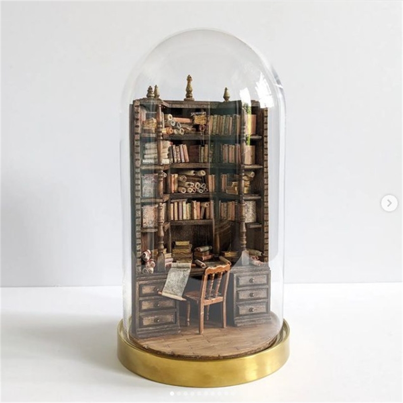 Miniature Bookcase Bookshelf D - Vintage Collectible Glass ulasan dan harga