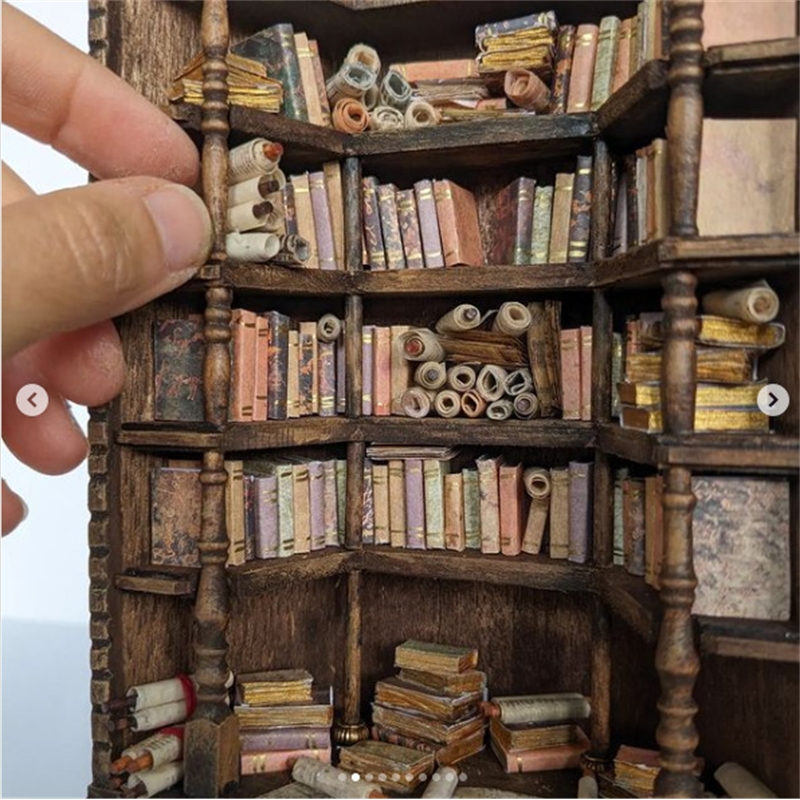 Miniature Bookcase Bookshelf D - Vintage Collectible Glass ulasan dan harga